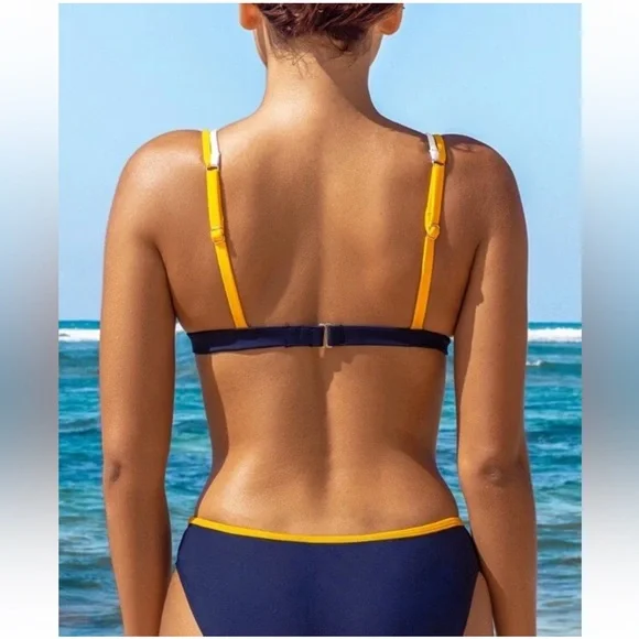 Cupshe Yellow and White Women's Bikini Size Medium Large - Picture 2 of 9